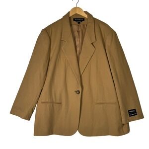 Braebrook Womens 24W Wool Blazer‎ Coat Tan Camel Single Button Tailored